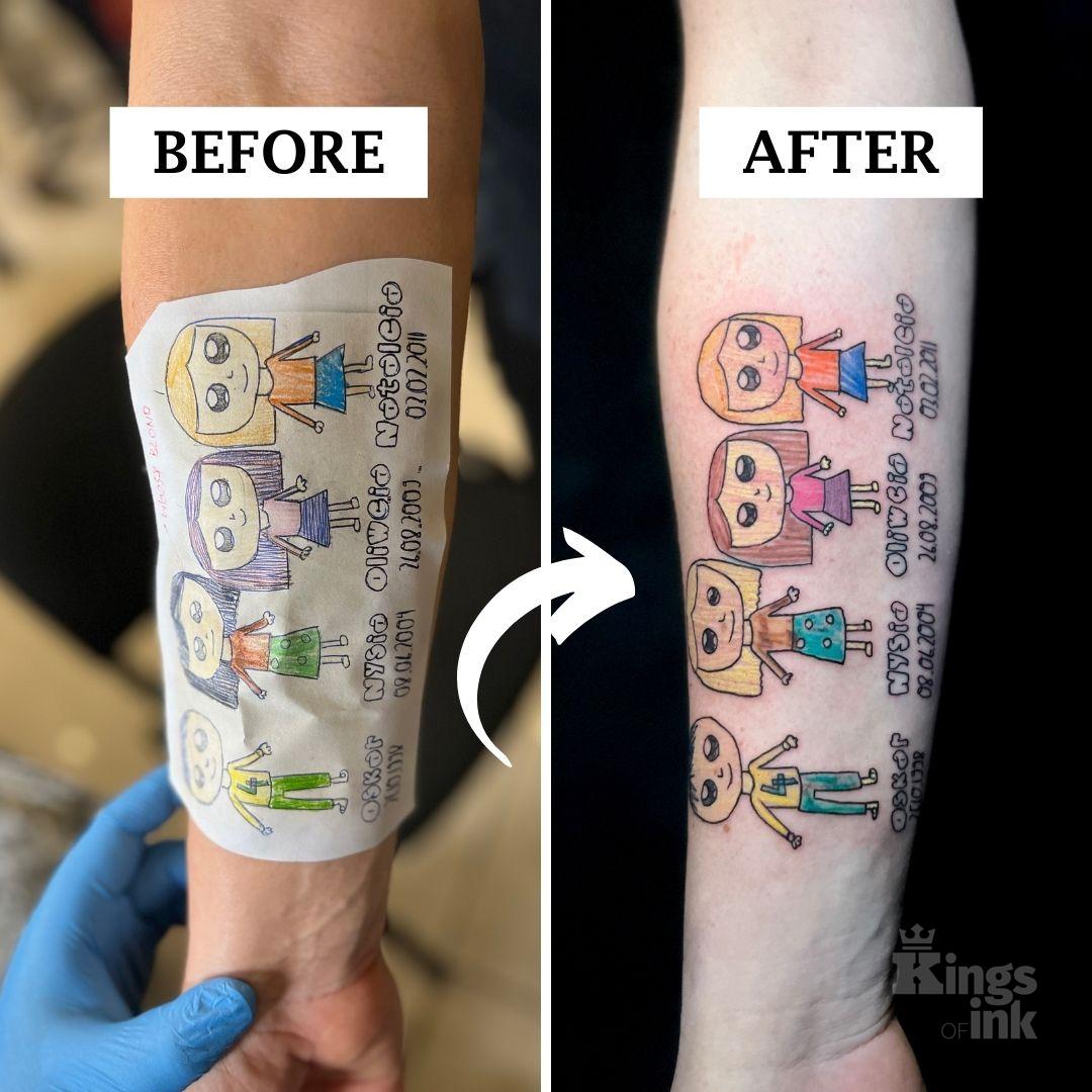 Postacie z imionami oraz datami.